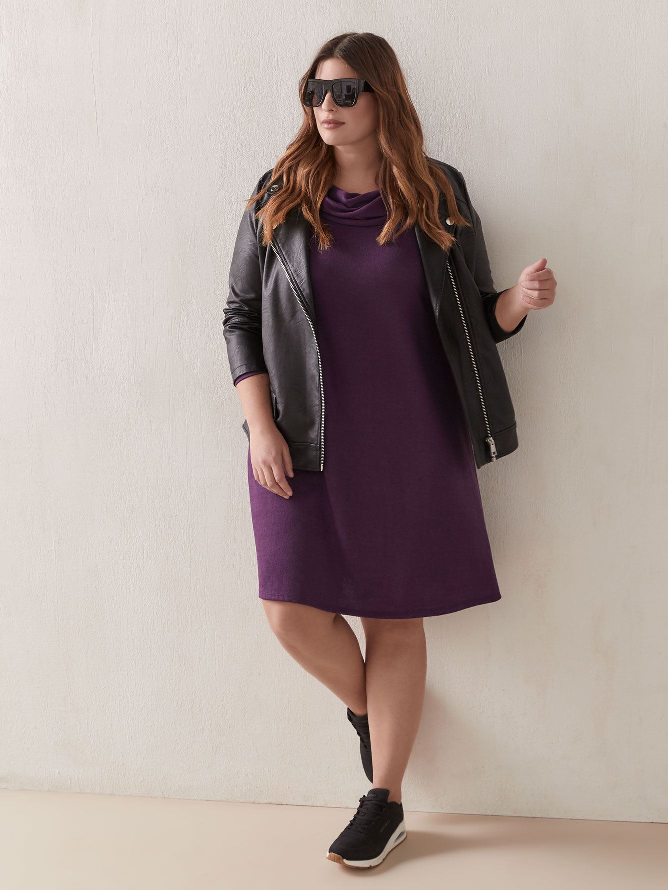 Robe à col tombant avec manches 3/4, unie In Every Story Penningtons