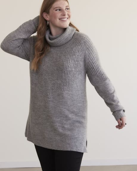Tunic Sweater with Cowl Neck
