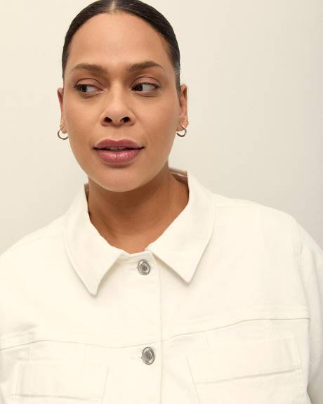 Cropped White Denim Trucker Jacket - d/C JEANS