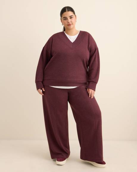 Dropped Shoulder Long-Sleeve V-Neck Top