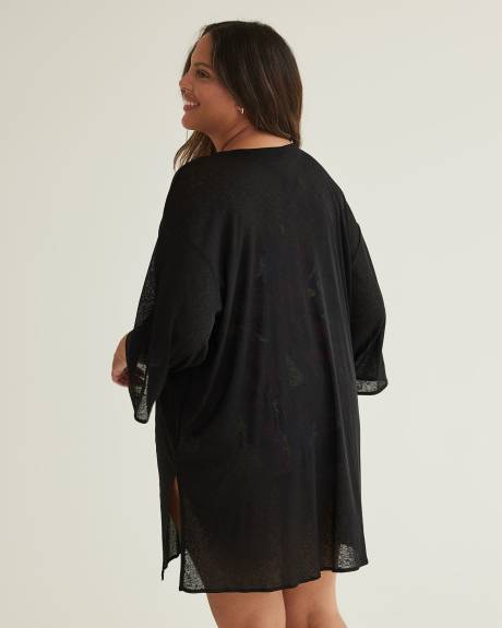 Robe cache-maillot noire en tricot léger