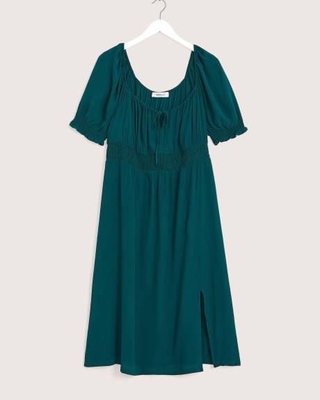 Robe midi avec taille élastique à smocks - Addition Elle