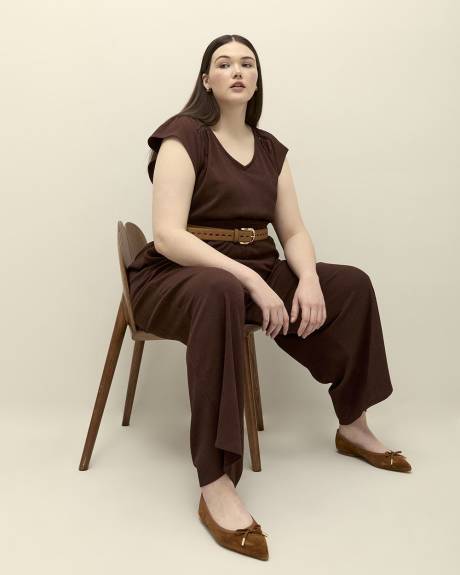 Textured Knit Wide-Leg Maxi Jumpsuit