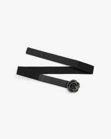 Ceinture élastique noire avec boucle en fleur