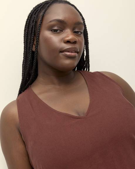 Linen Blend V-Neck A-Line Dress