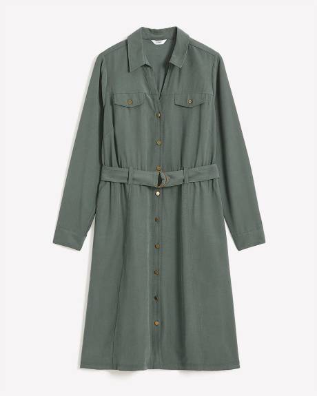 Twill Buttoned-Down Utility Dress