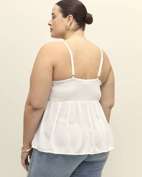 Mixed Media Sleeveless Crochet Blouse