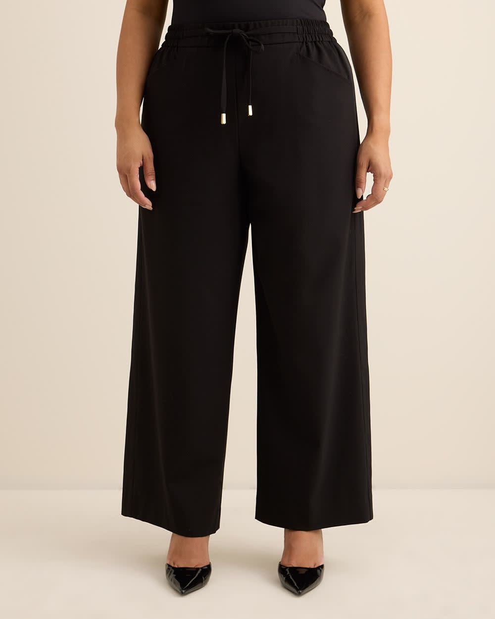 Pantalon à enfiler noir style smoking à jambe évasée Pantalon à enfiler noir style smoking à jambe évasée