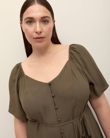 Fit and Flare Buttoned Down Dress - Addition Elle
