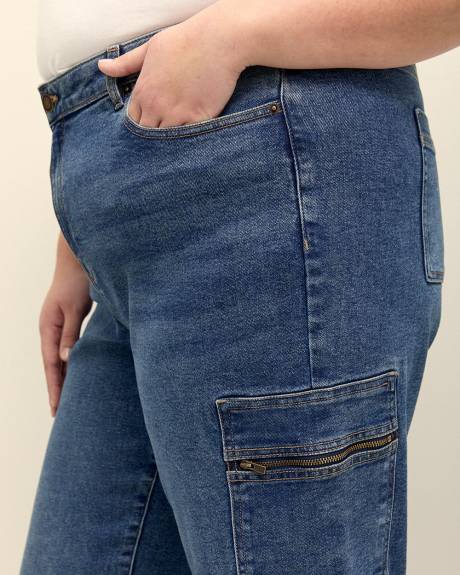Responsible, Petite, Straight-Leg Cargo Jean, Medium Wash - d/C JEANS