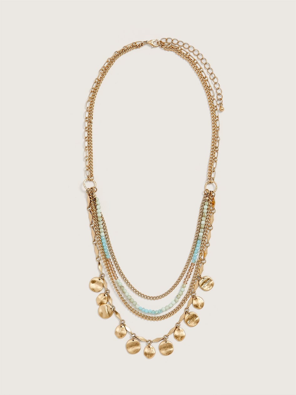 Multi-Layer Necklace with Beads and Pendants