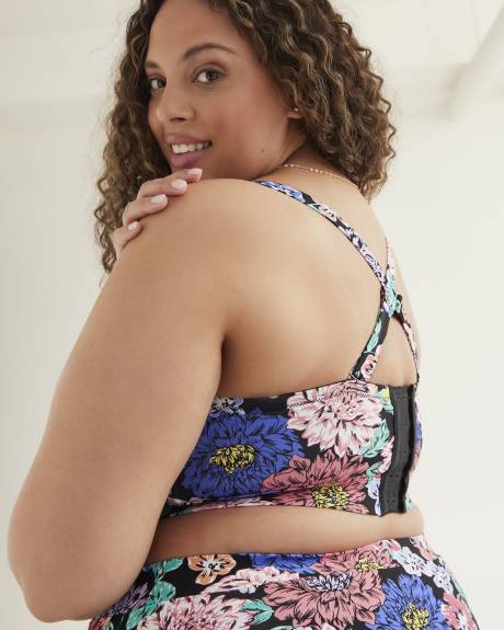 Haut de bikini bandeau fleuri avec petite ouverture