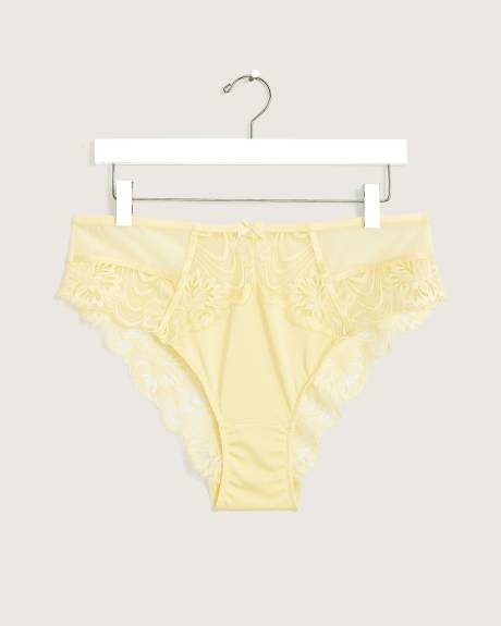 Culotte cheeky unie avec dentelle et maille - Déesse Collection