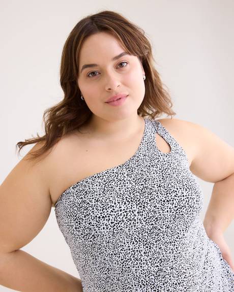 Cheetah Asymmetrical Fitted Tankini Top