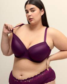Soutien-gorge balconnet violet avec maille, avec armatures - Déesse Collection