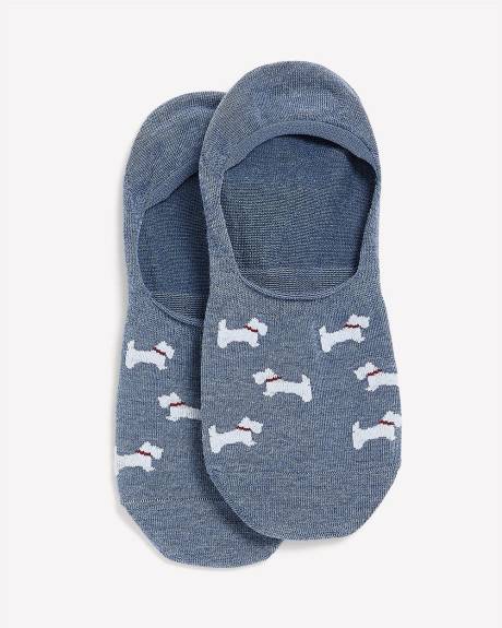Blue Sneaker Socks with Dog Print