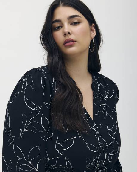 Silky Midi Shirt Dress with Waist Drawstring - Addition Elle
