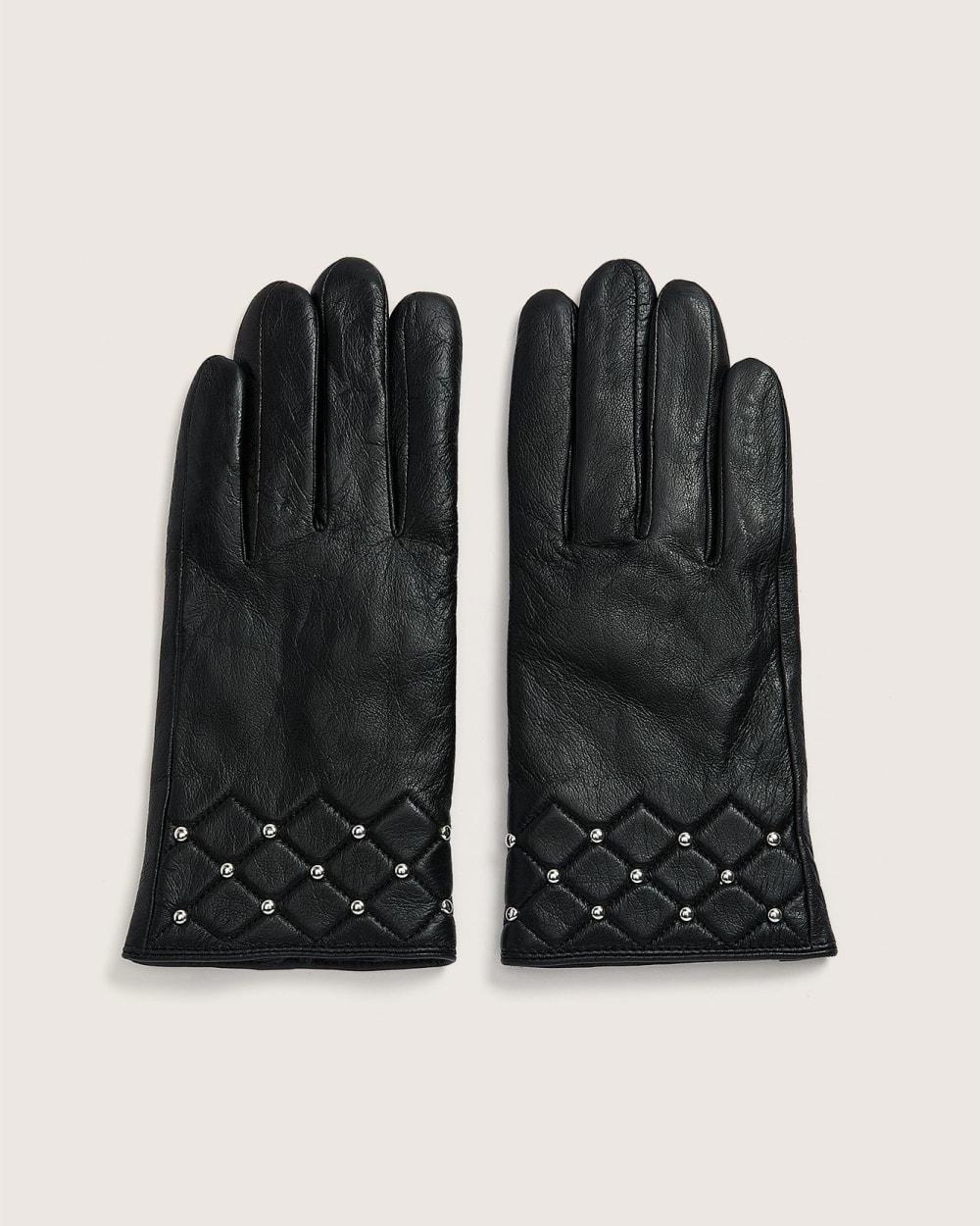Quilted Leather Gloves with Studs Penningtons