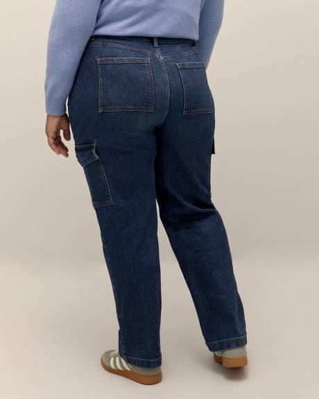 Jean cargo foncé à jambe droite, tissu responsable - d/C JEANS