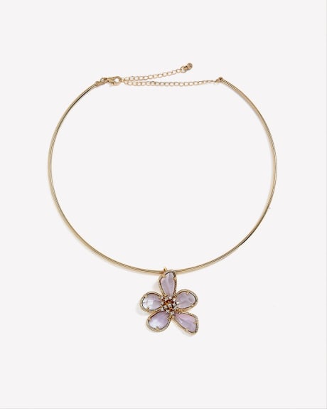 Wire Choker with Flower Pendant