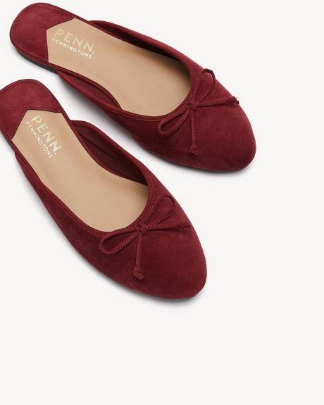 Extra-Wide Width, Leather Ballerina Mule with Bow