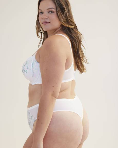 Culotte tanga en mesh avec fleurs brodées - Déesse Collection