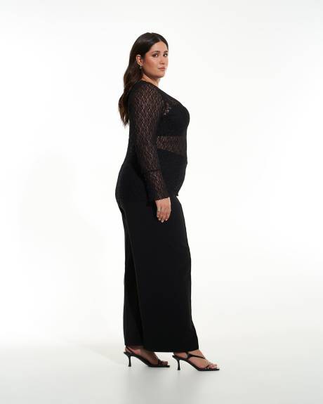 Black Lace Knit Top - Additon Elle