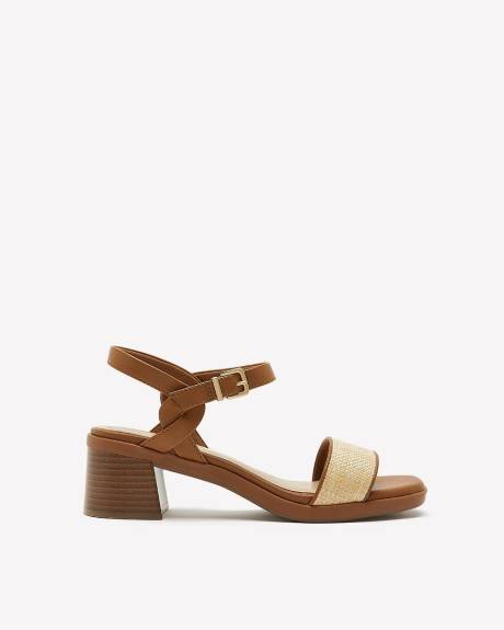 Wide Width, Tan Block-Heel Jaylan Ray Sandal - Clarks