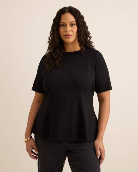 Fit and Flare Crewneck Knit Top