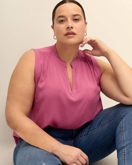 Blouse tunique sans manches, tissu responsable