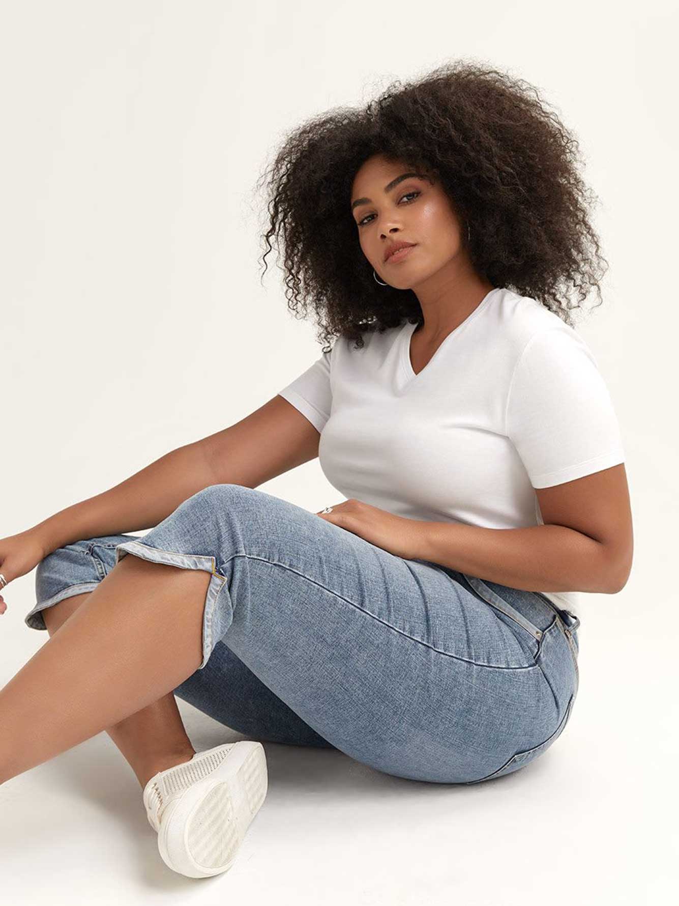 plus size denim capri