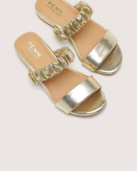 Extra Wide Width, Pleated Two-Band Slide Sandal