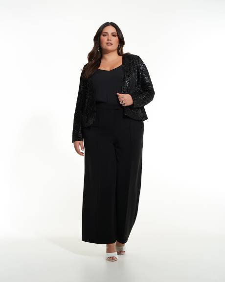 Short Black Sequins Velvet Blazer - Addition Elle