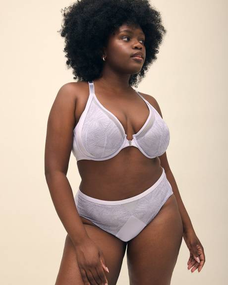 Underwire Unlined Plunge Front-Closure Bra with Lace - Déesse Collection