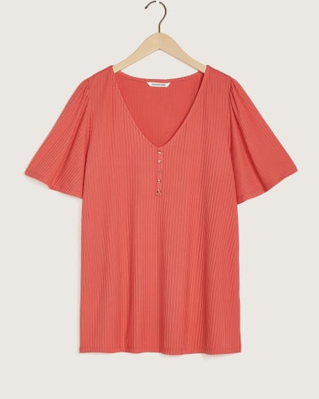 V-Neck Flutter Sleeve Top - In Every Story