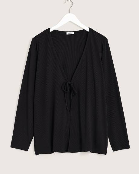 Cardigan en tricot uni noué au buste, tissu responsable