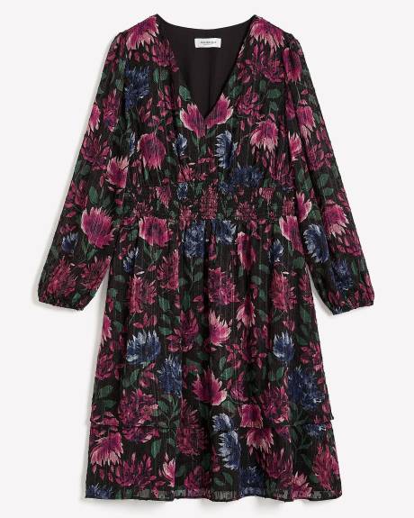 Floral V-Neck Tiered Dress - Addition Elle