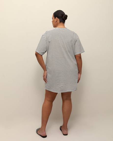 Striped Swim Cover-Up T-Shirt Dress - Cover Me