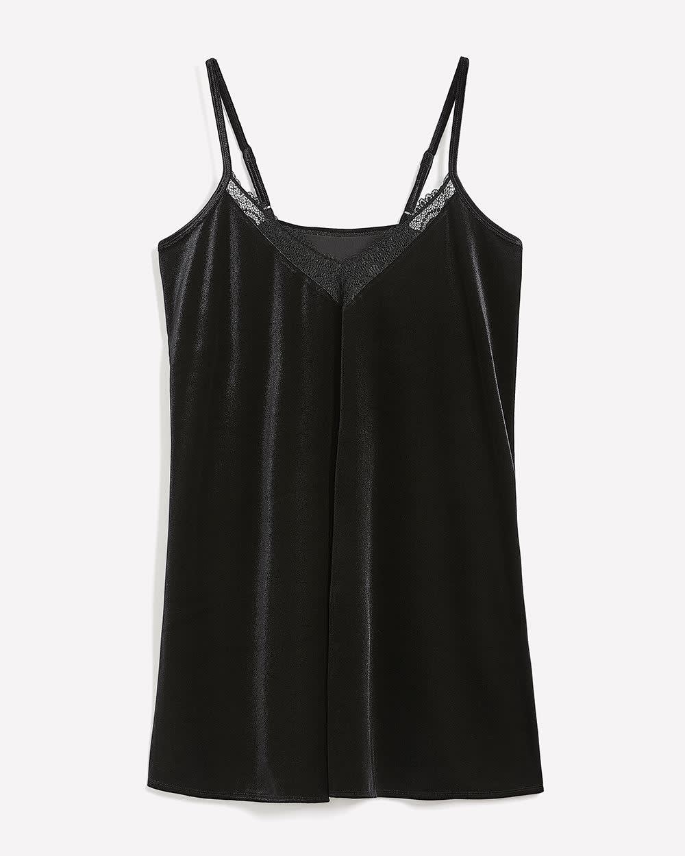 Robe de nuit en velours noir avec dentelle - Déesse Collection Robe de nuit en velours noir avec dentelle - Déesse Collection