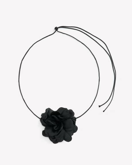 Black Corded Chocker with Flower