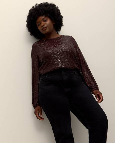 Sequins Swing Top with Bubble Sleeves