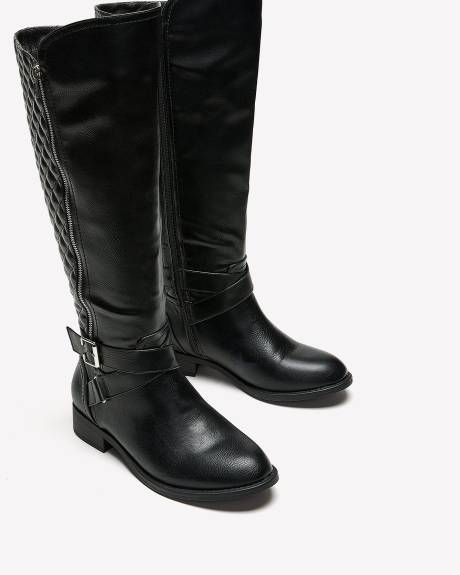 Bottes hautes matelassées, pied très large