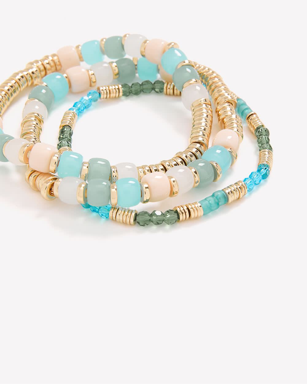 Beaded Elastic Bracelets, Set of 3