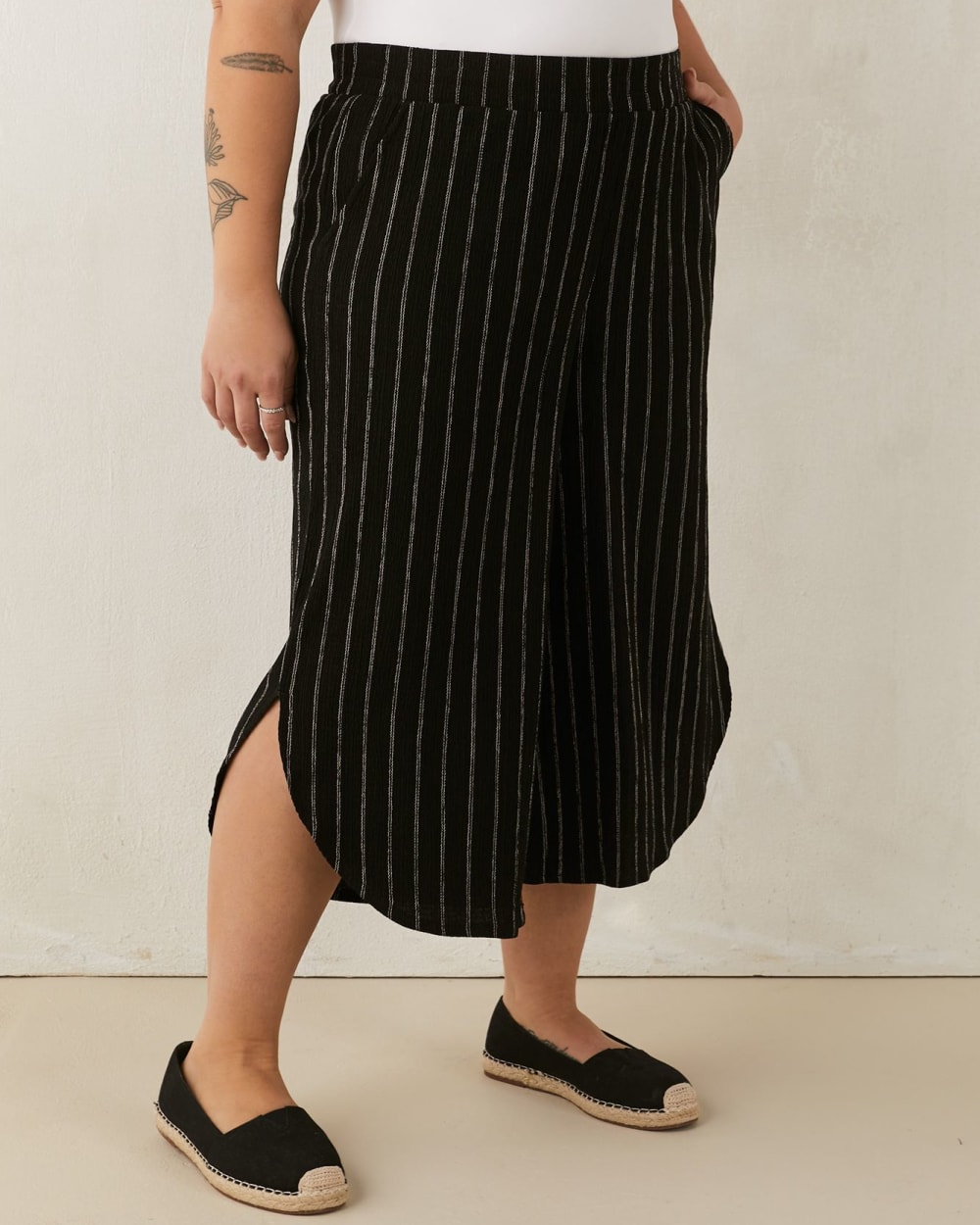 Pull-On Gaucho Pants, Striped
