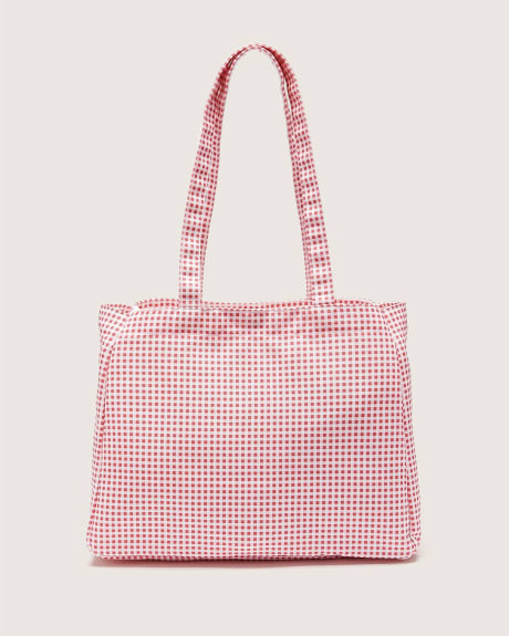 Sac fourre-tout carreauté avec pochette transparente amovible