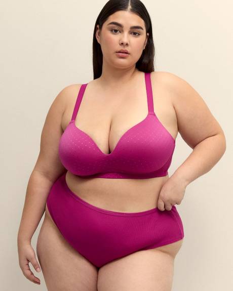 Wireless Fuchsia Plunge Bra with Lace Trims - Déesse Collection