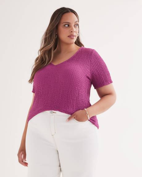 Haut en tricot texturé à col en V