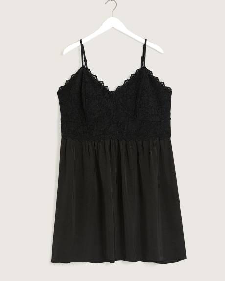 Black Sleeveless Dress with Lace Bodice - Addition Elle