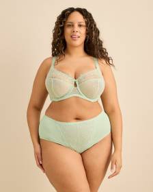 Soutien-gorge en dentelle bleue avec fleurs brod&eacute;es, avec armatures - D&eacute;esse Collection