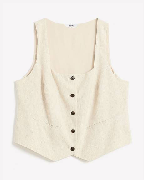 Veste sans manches ajustée à encolure carrée